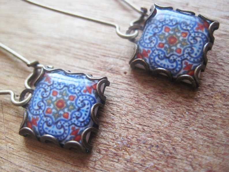 Portuguese Tile Jewelry Iberian Dangle Earrings Handcrafted Etsy