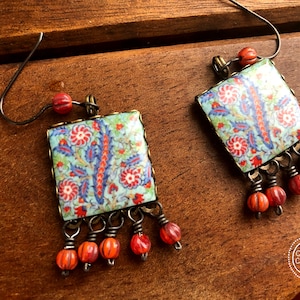 Turkish Tile Earrings: Handmade Islamic Floral Jewelry