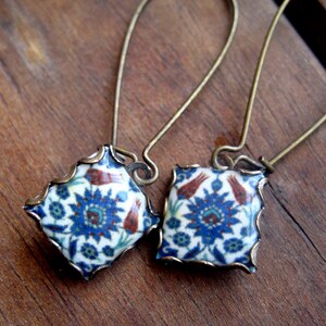 Islamic tile drop earrings, islamic jewelry, dangle earrings, MTO, Tribal Earrings, Muslim jewelry, Middle East