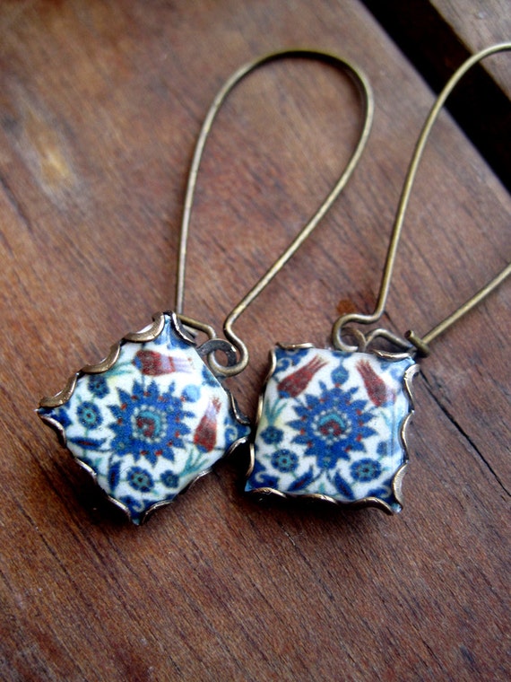 Islamic tile drop earrings islamic jewelry dangle earrings Etsy