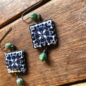 Italian jewelry, Italian earrings, Italian tile, Wanderlust Jewelry, large Statement Earrings, Italy gift, travel gift, Roman jewelry, Rome image 3