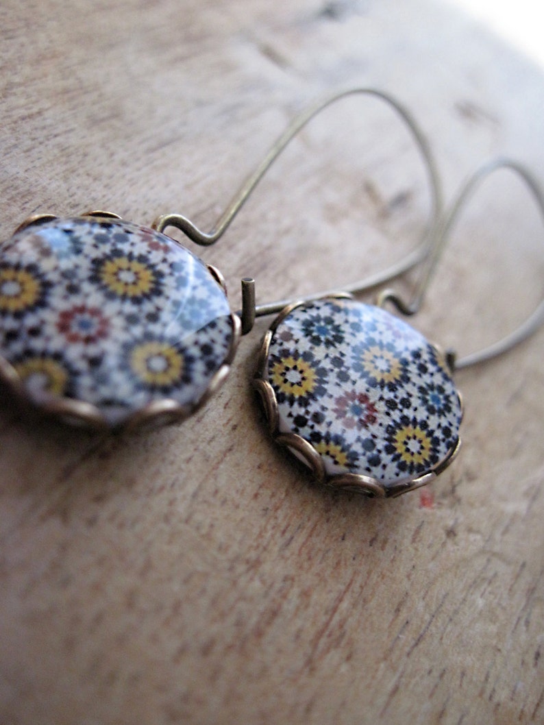 Earrings Islamic Tile Cabochon Islamic Jewelry Handmade Etsy