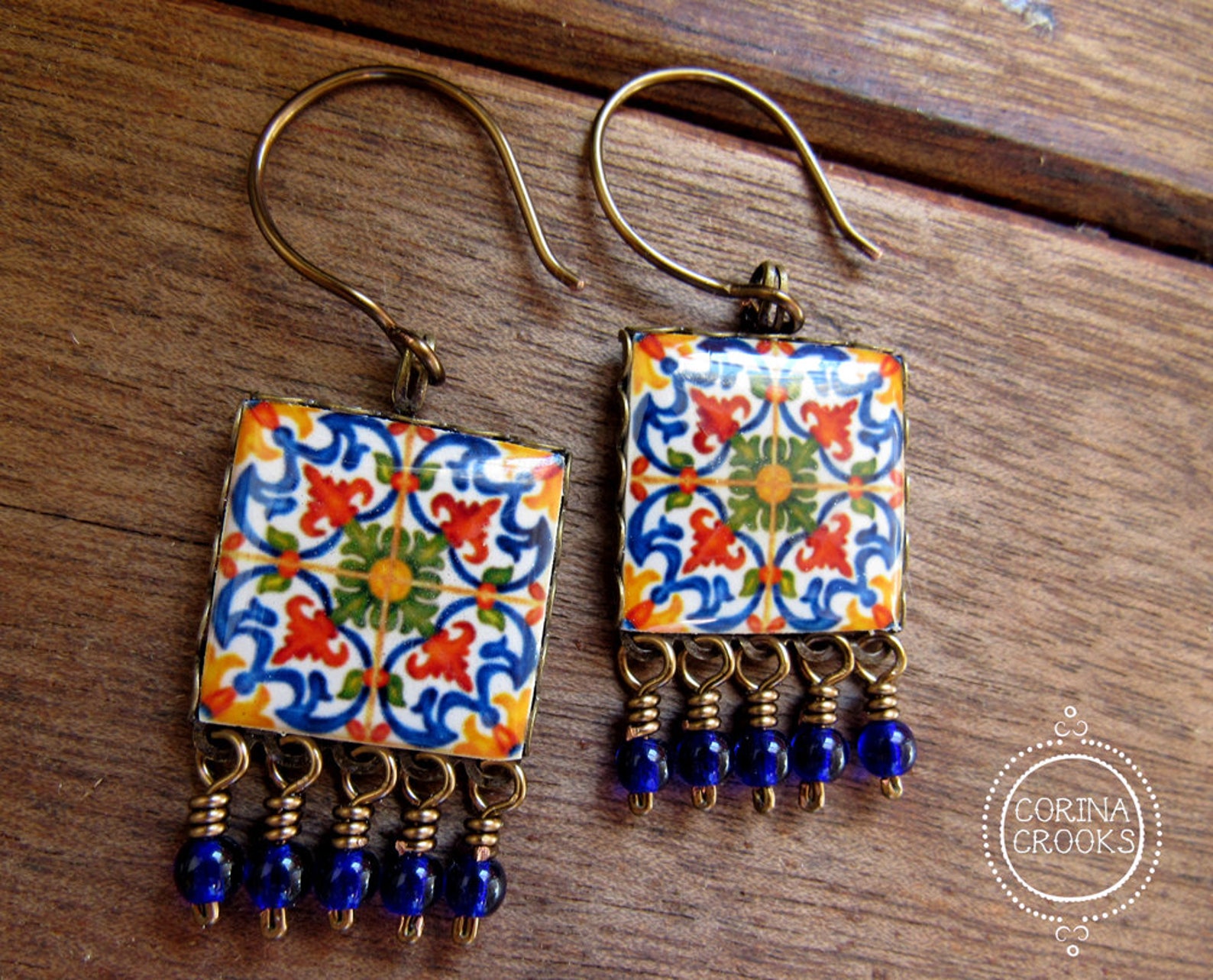Portuguese Jewelry Portuguese Tile Earrings Large Statement Etsy