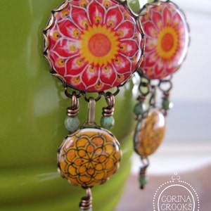 Pendientes de diseño de cerámica mexicana, pendientes boho, pendientes colgantes, pendientes de araña, joyas boho, pendientes étnicos, joyas llamativas