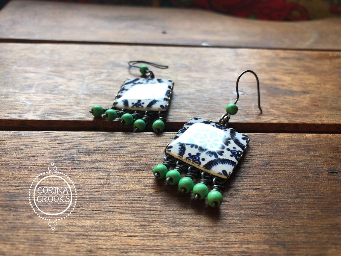 Mexican Tile Folklorico Earrings Fiesta Earrings Costume Etsy
