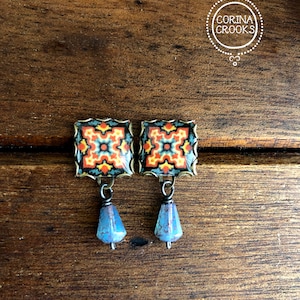 Kalifornien Souvenir, Kalifornien Ohrringe, Schmuck, Ohrringe, Ohrstecker, Malibu Kachel, Geschenk, Kalifornien Geschenk, Kalifornien Fliese, bunt