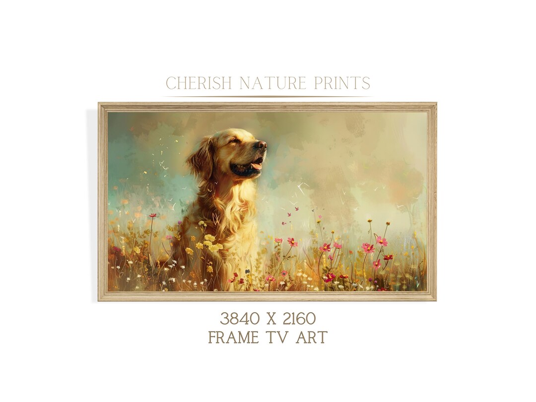 Frame TV Art Golden Retriever | Oil Painting for Samsung TV | Colourful ...