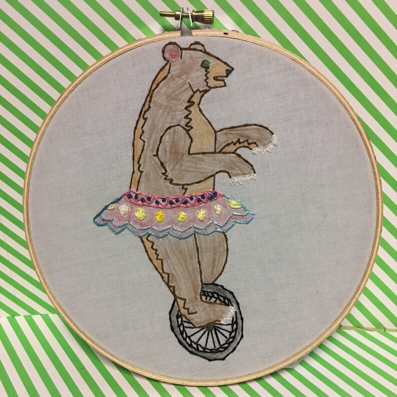 Circus performer bear on a unicycle embroidery hoop art  etsy Circus performer bear on a unicycle embroidery hoop art  etsy