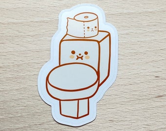 Cute toilet with paper buddy sticker