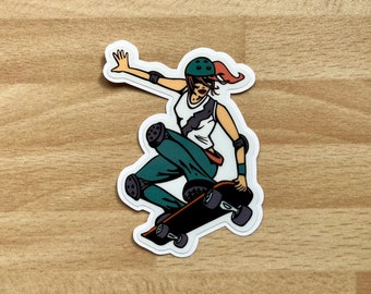 Skateboard Mädchen Aufkleber