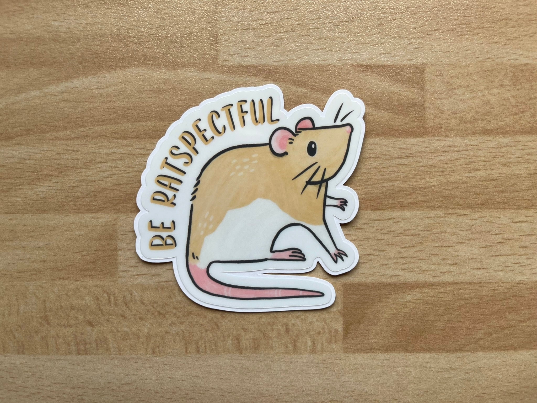 Cute little pet rat sticker - be ratspectful