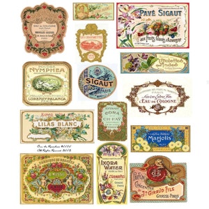 Vintage French Perfume Labels - Vintage Perfume Labels - French Labels - Digital Collage Sheet - 1150 - Instant Download - Soap Labels