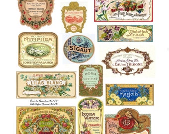 Vintage French Perfume Labels - Vintage Perfume Labels - French Labels - Digital Collage Sheet - 1150 - Instant Download - Soap Labels