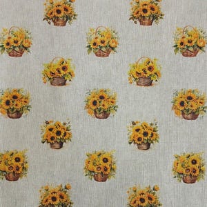 Sunflowers Flower Tablecloth , Linen Look Tablecloth , Round Tablecloth , Oval Tablecloth , Rectange Tablecloth