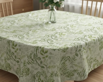 Botanical Leaves Floral Tablecloth ,  Handmade in UK