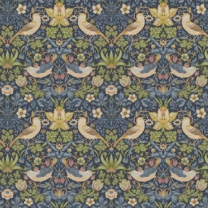 William Morris Strawberry Thief Table Runner Navy Blue , Cotton Napkins , Birds Table Runner , Table Decoration , Various Size