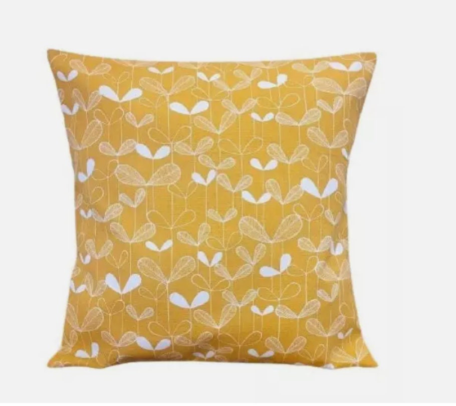 himawari☺️クッションカバー MissPrint Saplings ひまわり 花柄 イエローオーカー クッションカバー