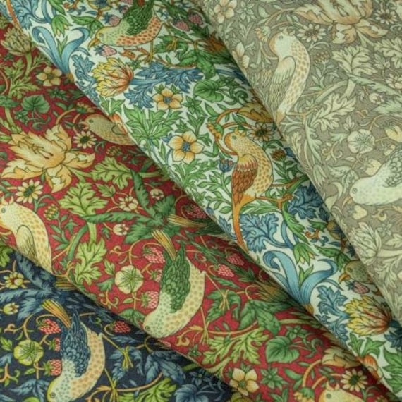 William Morris Coated Tablecloth Strawberry Thief , Water Resistant Tablecloths , Outdoor Tablecloth , Round Oval Rectangle Tablecloth