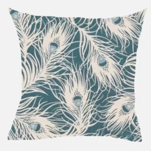 Harper Peacock Feather Teal Blue Cushion Cover   , Throw Pillow , Scatter Cushions , Cushion Cover UK