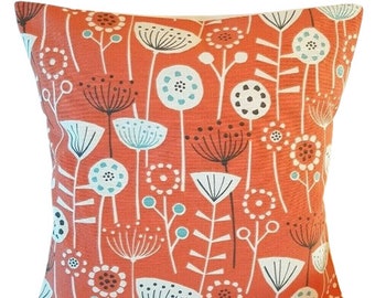 Bergen Burnt Orange Scandinavian Floral Cushion Cover , Throw Pillow , Scatter Cushions , Cushion Cover UK