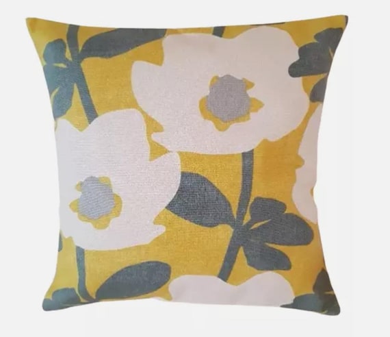 Bermondsey Floral Ochre Yellow Cushion Cover Throw Pillow