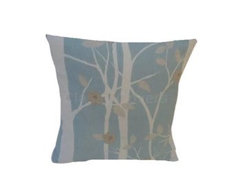 Laura Ashley Cottonwood Cushion Cover: Duck Egg Floral Throw Pillow