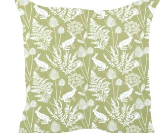 Kielder Hare Rabbit Sage Green Cushion Cover  , Throw Pillow , Scatter Cushions , Cushion Cover UK