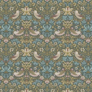 William Morris Strawberry Thief Table Runner Teal  , Cotton Napkins , Birds Table Runner , Table Decoration , Various Size