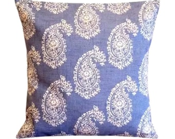 Harriet Paisley Chambray Blue Cushion Cover  , Throw Pillow , Scatter Cushions , Cushion Cover UK