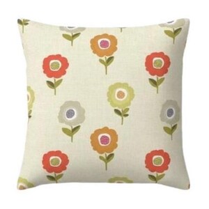 Floral Orange Cushion Cover  , Retro Blossom Elsa Tutti Frutti Throw Pillow , Handmade UK
