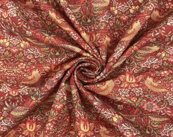 William Morris Strawberry Thief Crimson Red Tablecloth   , Rectangle Tablecloth , Christmas Tablecloth , Round Tablecloth , Oval Tablecloth