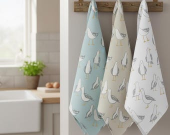 Paño de cocina Seagull Laridae, toalla de cocina de algodón con estampado náutico marino.