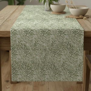 William Morris Table Runner Willow Bough Sage Green  , Cotton Napkins , Handmade UK