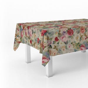 Ovale Vintage Rosen Tischdecke , Blumentischdecke , Runde Tischdecke , Ovale Tischdecke , Rechteckige Tischdecke