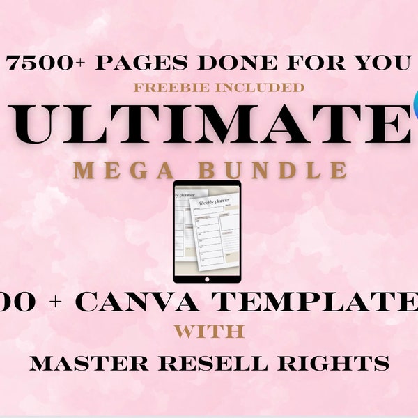 Digital Starter Vault 7500+ done for you pages w/ Reseller rights, PLR/MRR templates, planners, journals, templates, editable in Canva.