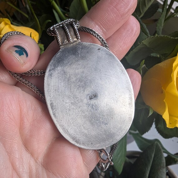 Vintage solid sterling silver statement pendant o… - image 4