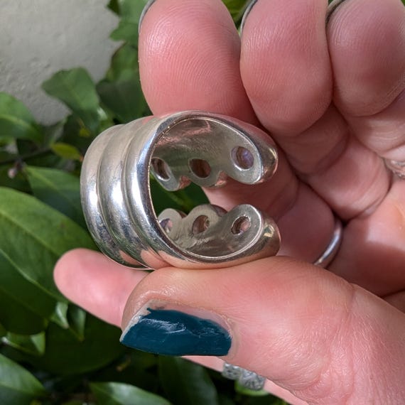 Rainbow Moonstone solid Sterling Silver statement… - image 4