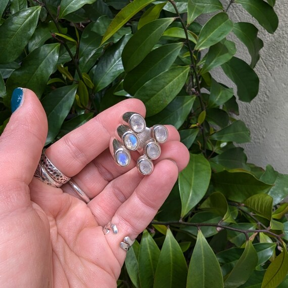 Rainbow Moonstone solid Sterling Silver statement… - image 5