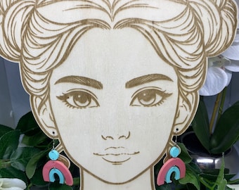 Face support earrings, woman, svg file for laser engraving and cutting