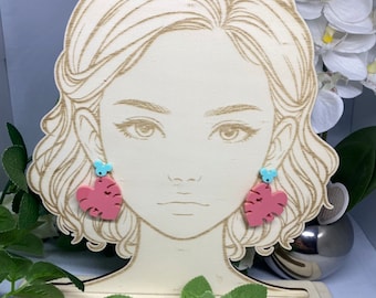 Face support earrings, woman, svg file for laser engraving and cutting