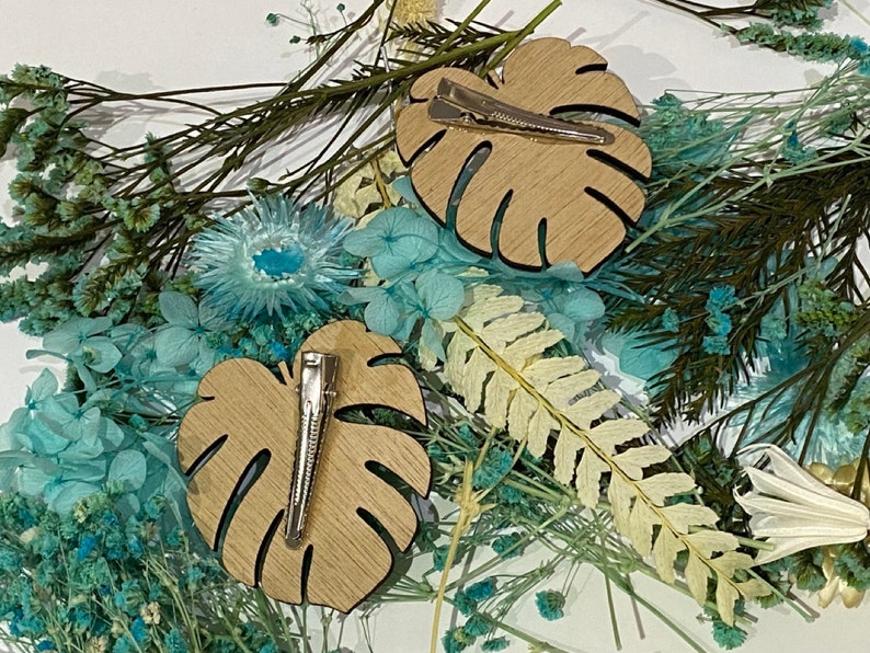 hairclip monstera laser cut SVG image 2