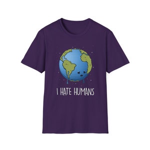 I Hate Humans T-shirt Planet Earth Funny Eco T-shirt image 3