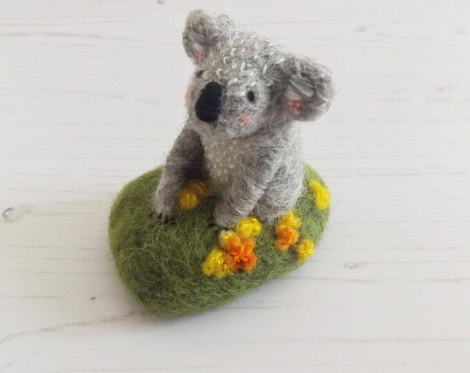 Needle Felted Koala Bearminiature Felt Koala Felt Bear Etsy