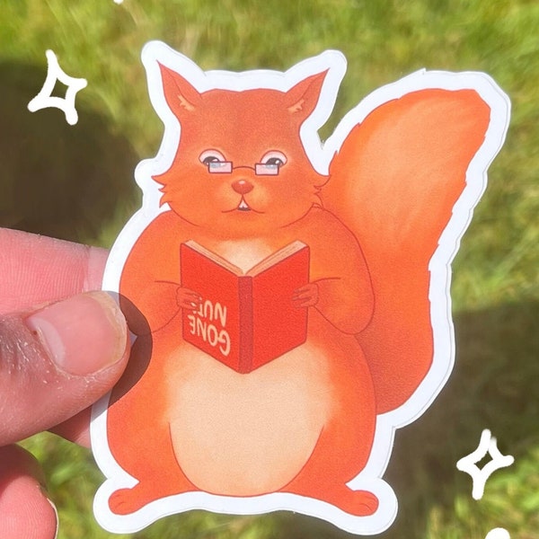 Bookworm squirrel sticker! | Book lover gift