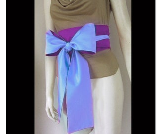 SILK Belt Bridal Sash, Sillas de novia de boda reversibles 2 colores Seda Obi Split Tone, Lazo de cintura, Obi Sash, 100% Silk Charmeuse Wrap