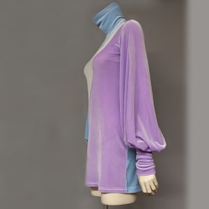 Vestido de terciopelo, estilo Mod de los años 60, minivestido de los años 60, era espacial, de inspiración vintage, mangas largas abullonadas, cuello alto, estilo vintage, tallas XS-XL, petite y alta.