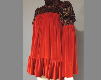Vestido morado con mangas acampanadas, estilo años 60/70, Julieta, regio, medieval, terciopelo, bohemio, años 90, estilo babydoll, largo, psicodélico, renacentista.