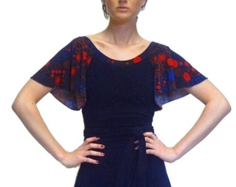 Vestido largo midi Vestidos de punto jersey con mangas cortas acampanadas Cinturón Obi Faja Contraste o mismo Inspirado en los años 30 Moda retro Bonnie y Clyde