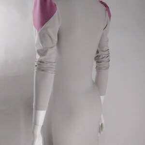 Black puff sleeve Mini dress, long sleeve shift, mock neck Blackrabbitnyc Made to measure, Stretchy Knit Bodycon XS-XL color block image 6