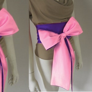 Silk Bow Wedding Sash Tie BLUE and Emerald GREEN Silk Obi Belt, Extra Long Sash, Split Tone, Bow Belt, Obi Sash, 100% Silk Charmeuse Wrap